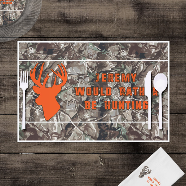 Hunting Camo Disposable Paper Placemat - In Context
