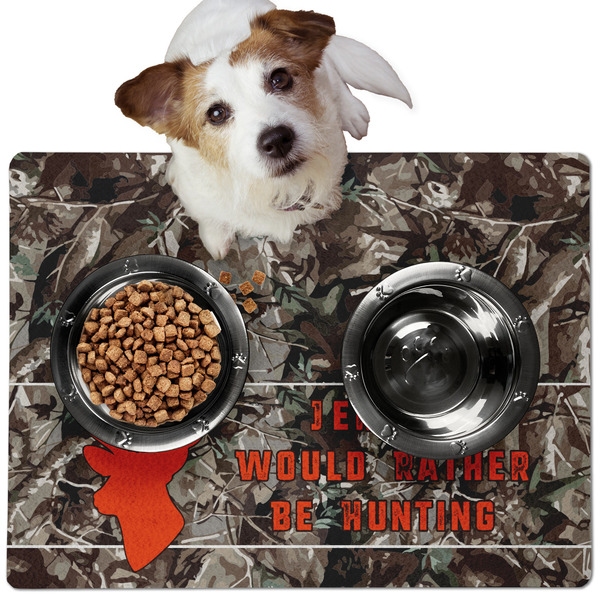 Custom Hunting Camo Dog Food Mat - Medium w/ Name or Text