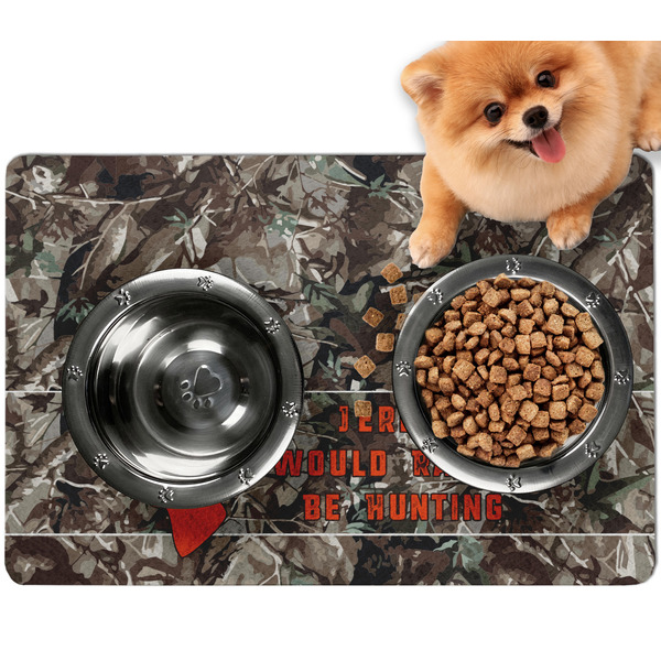 Custom Hunting Camo Dog Food Mat - Small w/ Name or Text
