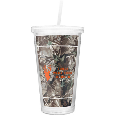 Hunting Camo Double Wall Tumbler with Straw (Personalized)