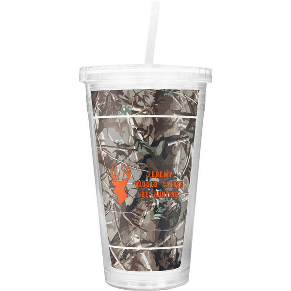 Custom Hunting Camo Double Wall Tumbler with Straw (Personalized)