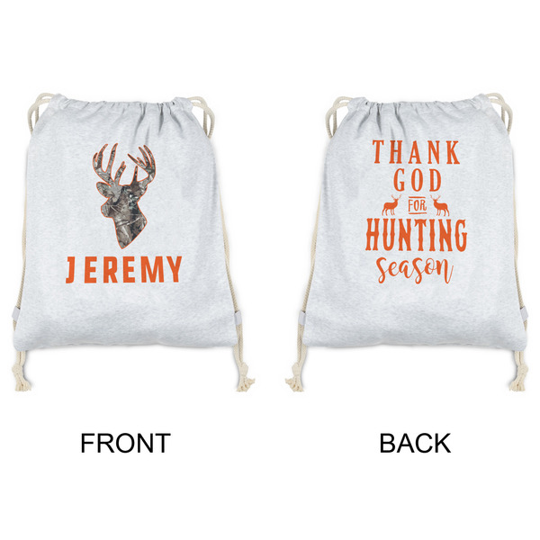 Hunting Camo Drawstring Backpacks - Sweatshirt Fleece - Double Sided - APPROVAL
