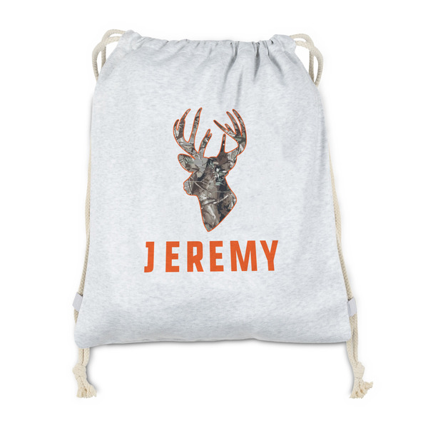 Custom Hunting Camo Drawstring Backpack - Sweatshirt Fleece - Double Sided (Personalized)