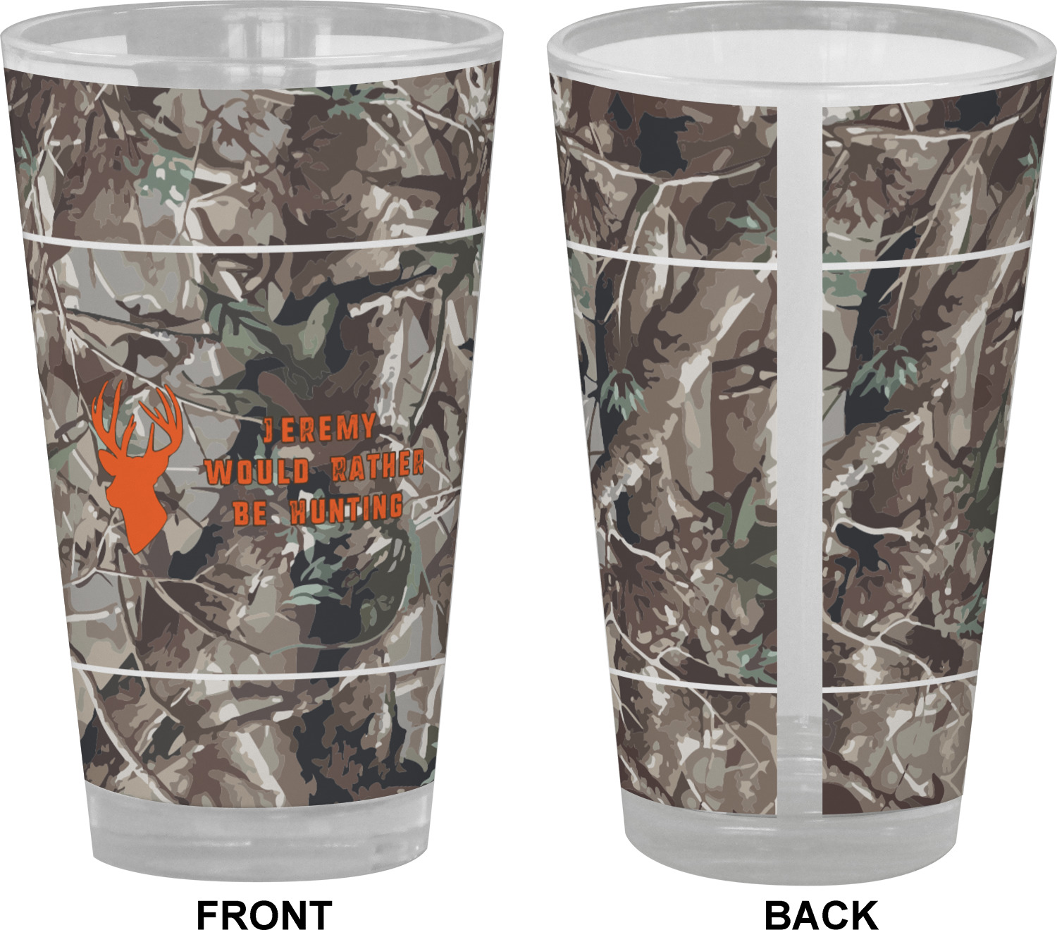 Hunting Camo Drinking / Pint Glass (Personalized) YouCustomizeIt