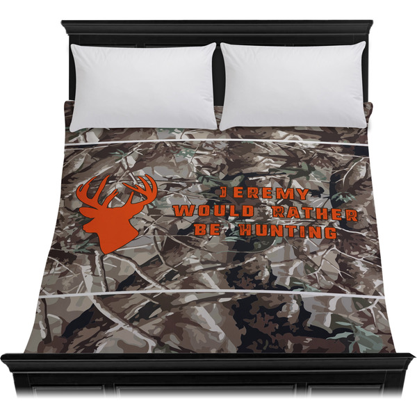 Hunting Camo Duvet Cover - Queen - On Bed - No Prop