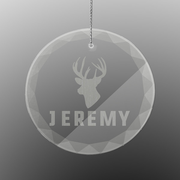 Custom Hunting Camo Engraved Glass Ornament - Round (Personalized)