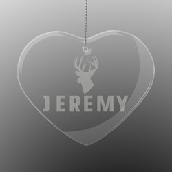 Hunting Camo Engraved Glass Ornament - Heart (Personalized)