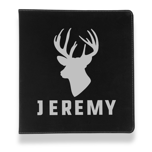 Hunting Camo Leather Binder - 1" - Black - Front View