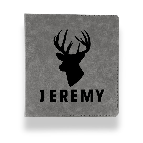 Hunting Camo Leather Binder - 1" - Grey - Front View