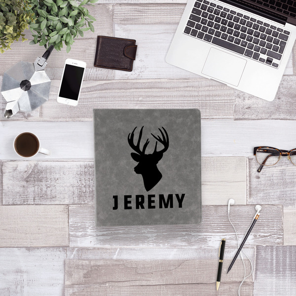 Hunting Camo Leather Binder - 1" - Grey - Lifestyle View