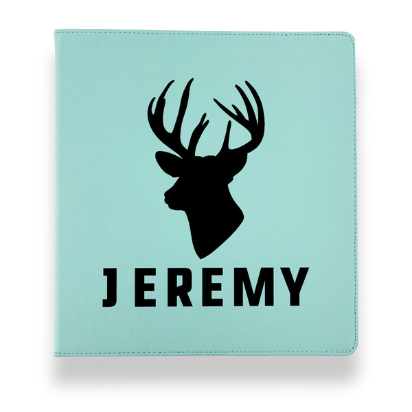 Custom Hunting Camo Leather Binder - 1" - Teal (Personalized)