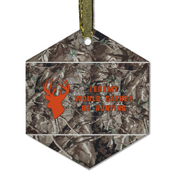 Hunting Camo Flat Glass Ornament - Hexagon w/ Name or Text