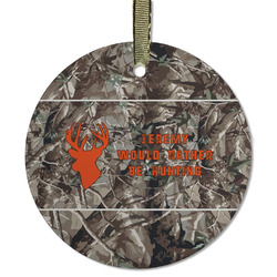 Hunting Camo Flat Glass Ornament - Round w/ Name or Text