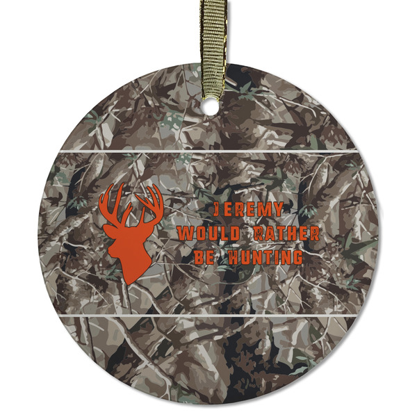 Hunting Camo Frosted Glass Ornament - Round