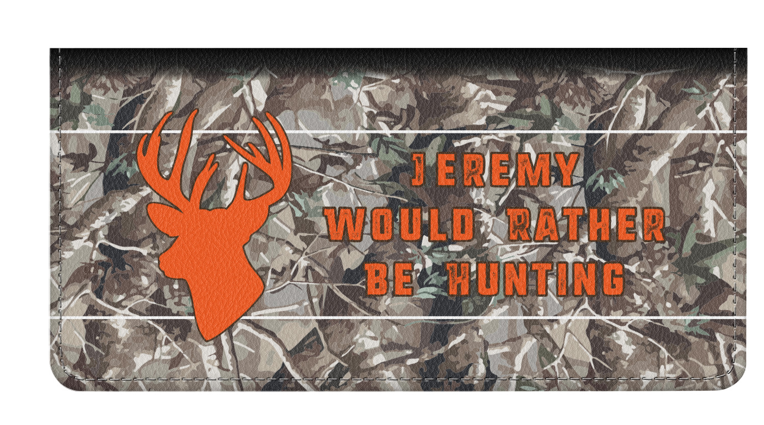 Hunting Camo Genuine Leather Checkbook Cover (Personalized