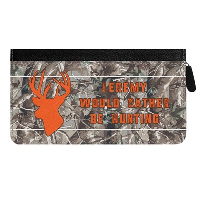 Hunting Camo Genuine Leather Ladies Zippered Wallet (Personalized)