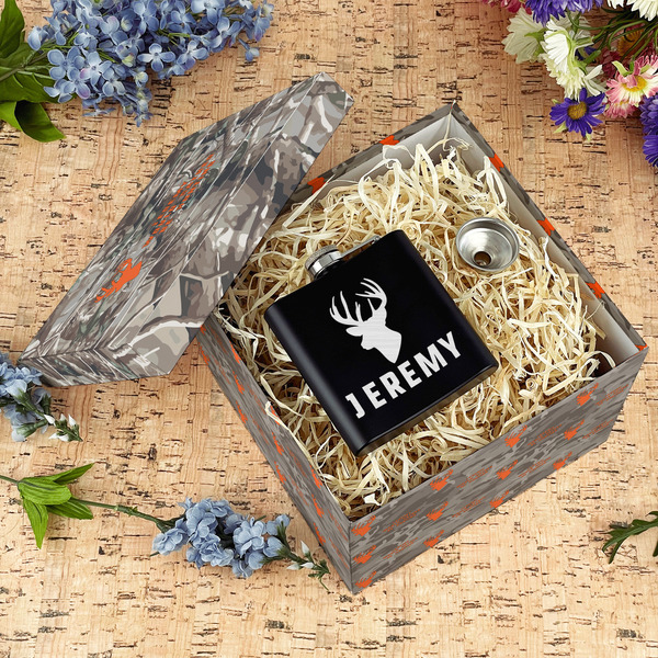 Hunting Camo Gift Boxes with Lid - Canvas Wrapped - Large - In Context