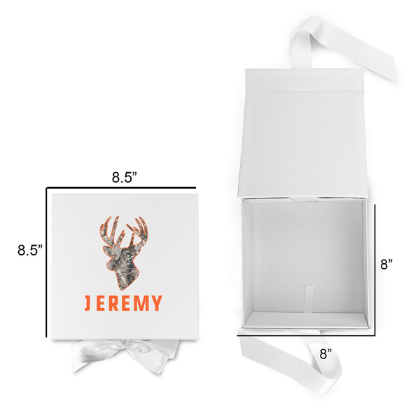 Hunting Camo Gift Boxes with Magnetic Lid - White - Open & Closed