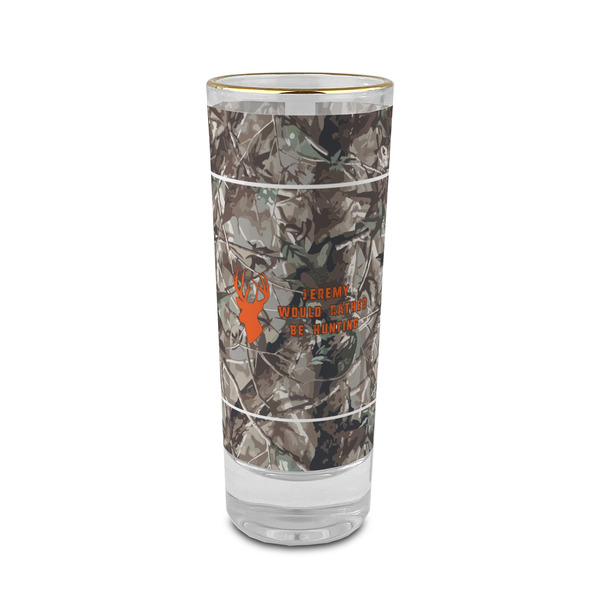 Custom Hunting Camo 2 oz Shot Glass -  Glass with Gold Rim - Set of 4 (Personalized)