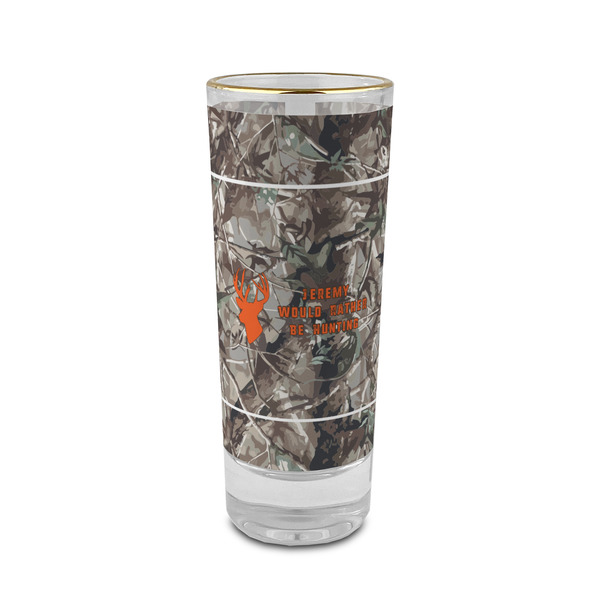 Custom Hunting Camo 2 oz Shot Glass - Glass with Gold Rim (Personalized)