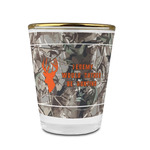 Hunting Camo Glass Shot Glass - 1.5 oz - with Gold Rim - Single (Personalized)