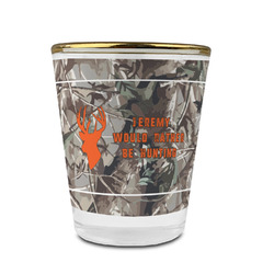 Hunting Camo Glass Shot Glass - 1.5 oz - with Gold Rim - Set of 4 (Personalized)