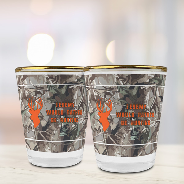 Hunting Camo Glass Shot Glass - with gold rim - LIFESTYLE