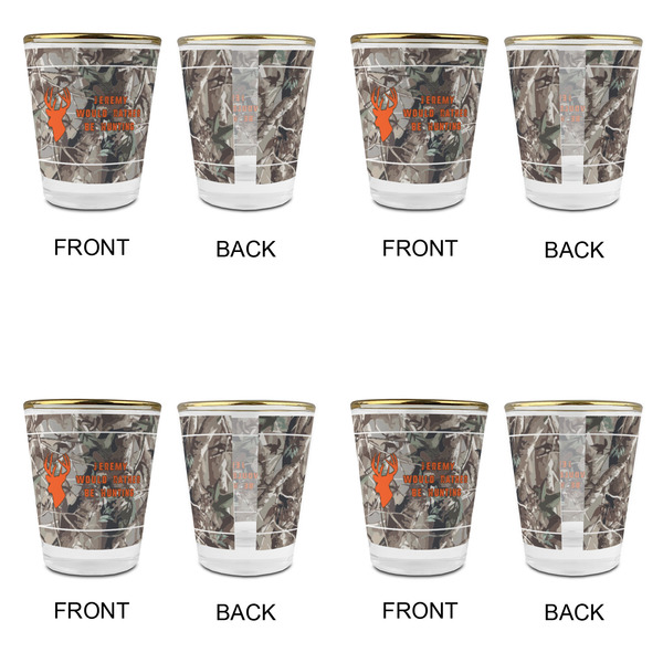 Hunting Camo Glass Shot Glass - with gold rim - Set of 4 - APPROVAL