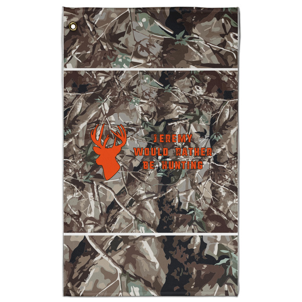 Custom Hunting Camo Golf Towel - Poly-Cotton Blend - Large w/ Name or Text