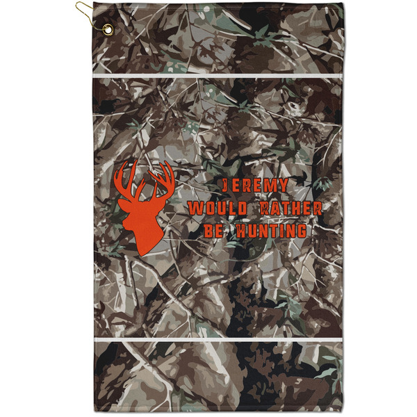 Custom Hunting Camo Golf Towel - Poly-Cotton Blend - Small w/ Name or Text