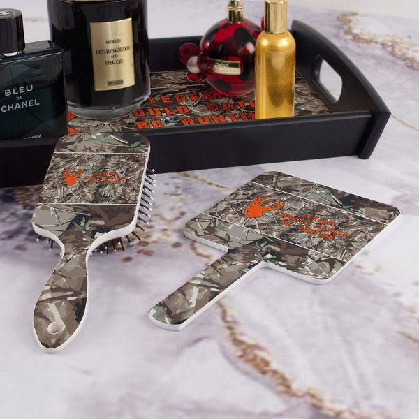 Hunting Camo Hair Brush and Hand Mirror - Bathroom Scene