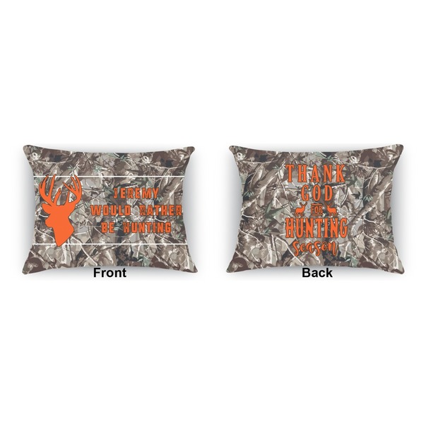 Hunting Camo Indoor Rectangular Burlap Pillow (Front and Back)