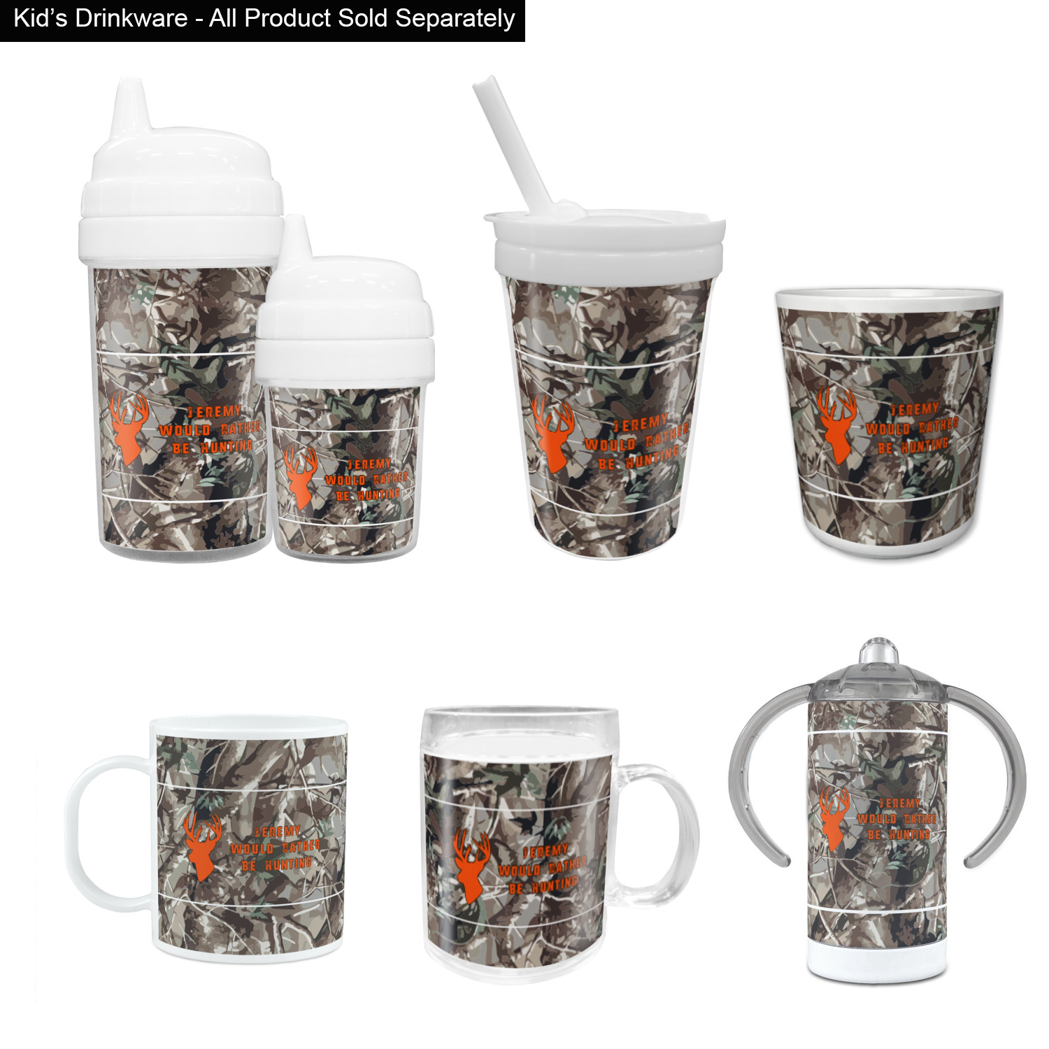 6 Mossy Oak Camo Sippy Cups w/ Lids BPA Free 18+ months Free Shipping 