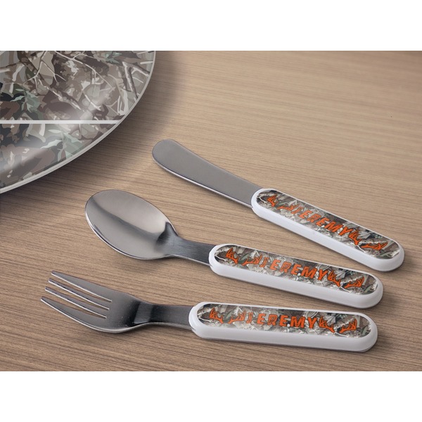 Hunting Camo Kids Flatware w/ Plate