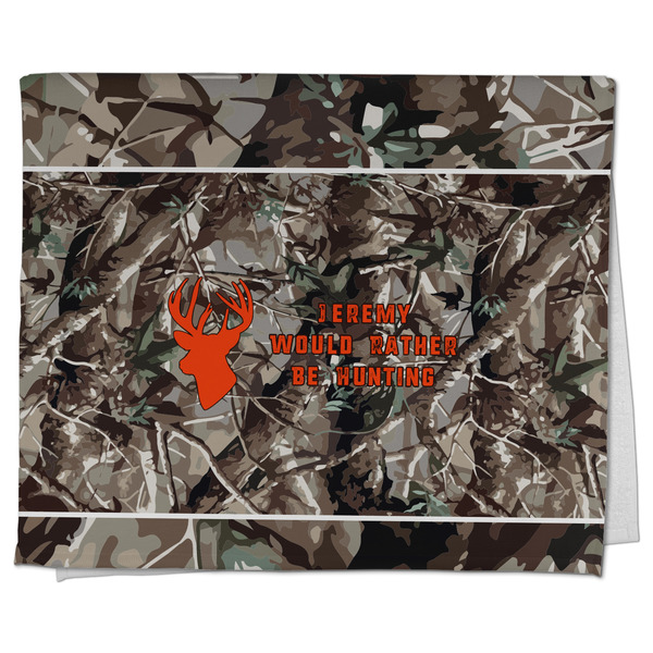 Custom Hunting Camo Kitchen Towel - Poly Cotton w/ Name or Text