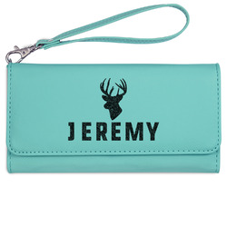 Hunting Camo Ladies Leatherette Wallet - Laser Engraved- Teal (Personalized)