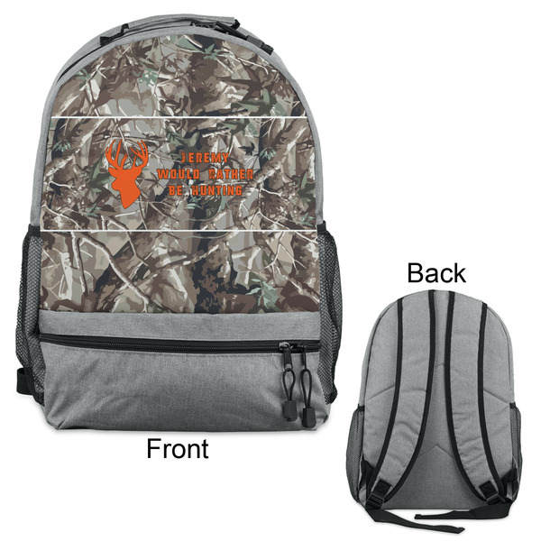 Hunting Camo Large Backpack - Gray - Front & Back View