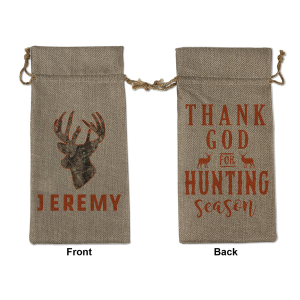 Custom Hunting Camo Large Burlap Gift Bag - Front & Back (Personalized)
