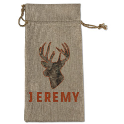 Hunting Camo Large Burlap Gift Bag - Front (Personalized)