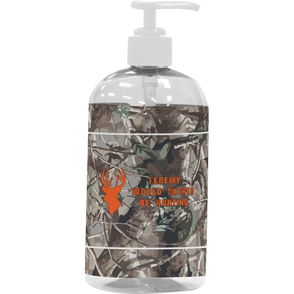 Custom Hunting Camo Plastic Soap / Lotion Dispenser (16 oz - Large - White) (Personalized)