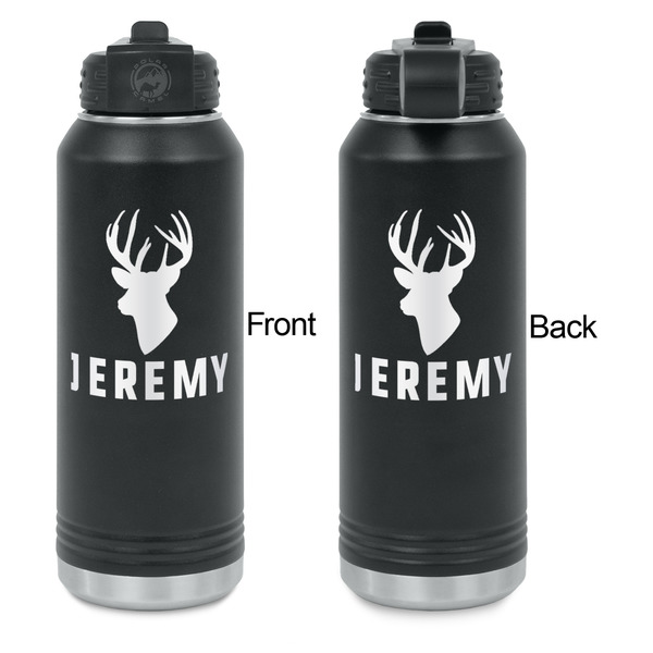 Hunting Camo Laser Engraved Water Bottles - Front & Back Engraving - Front & Back View