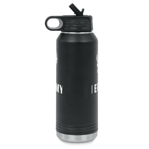 Hunting Camo Laser Engraved Water Bottles - Front & Back Engraving - Side View