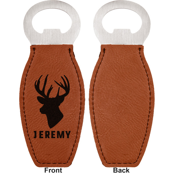 Hunting Camo Leather Bar Bottle Opener - Front and Back (single sided)