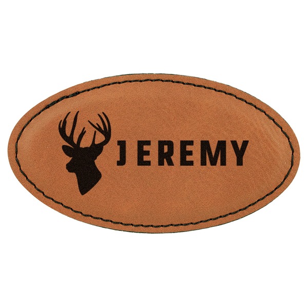 Custom Hunting Camo Leatherette Oval Name Badge with Magnet (Personalized)