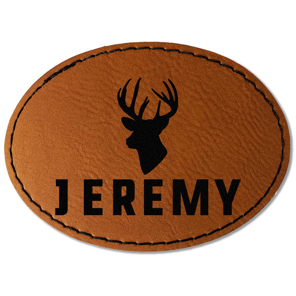 Custom Hunting Camo Faux Leather Iron On Patch - Oval (Personalized)
