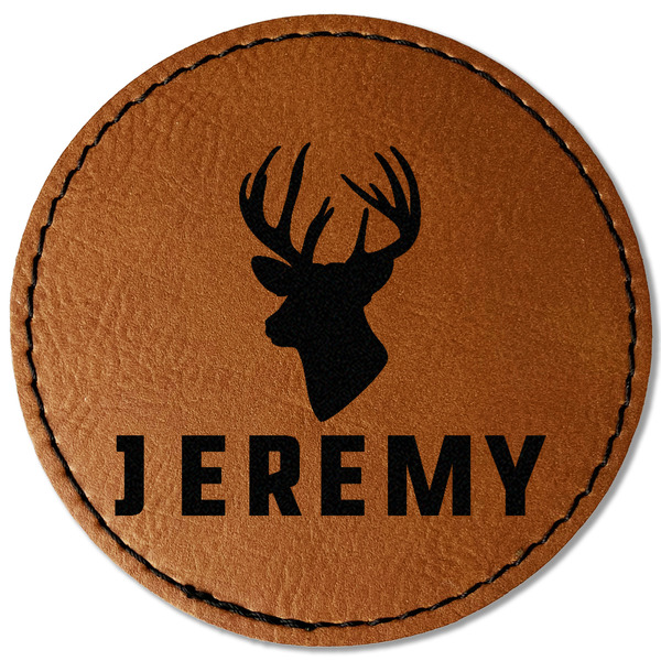 Custom Hunting Camo Faux Leather Iron On Patch - Round (Personalized)