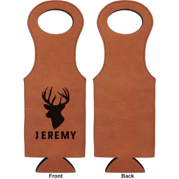 Hunting Camo Leatherette Wine Tote Single Sided - Front and Back