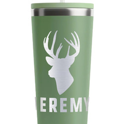 Hunting Camo RTIC Everyday Tumbler with Straw - 28oz - Light Green - Double-Sided (Personalized)