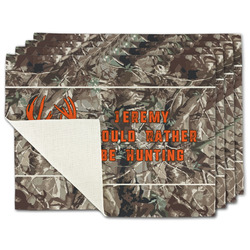 Hunting Camo Single-Sided Linen Placemat - Set of 4 w/ Name or Text