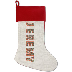 Hunting Camo Red Linen Stocking (Personalized)